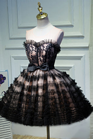 Black Princess Sweetheart Neck Short Prom Dresses, Black Homecoming Dresses WT1239