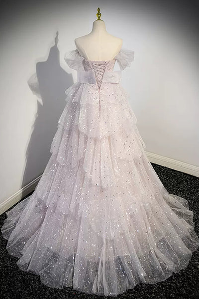 Gorgeous Off the Shoulder Beaded Long Prom Dresses, Princess Off Shoulder Formal Evening Dresses, Ball Gown WT1232