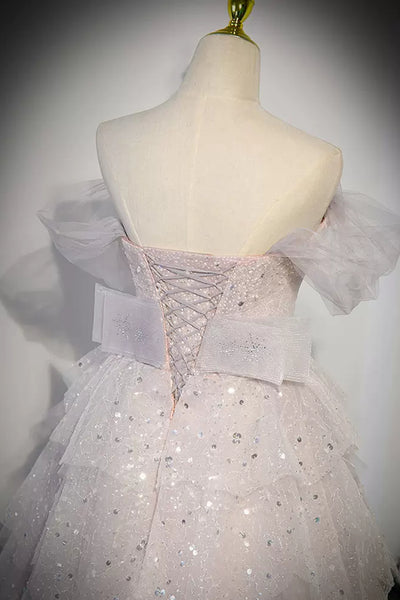 Gorgeous Off the Shoulder Beaded Long Prom Dresses, Princess Off Shoulder Formal Evening Dresses, Ball Gown WT1232