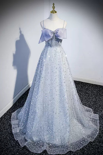 Gray Sequins Shiny Off the Shoulder Long Prom Dresses, Gray Sequins Tulle Formal Graduation Evening Dresses WT11386