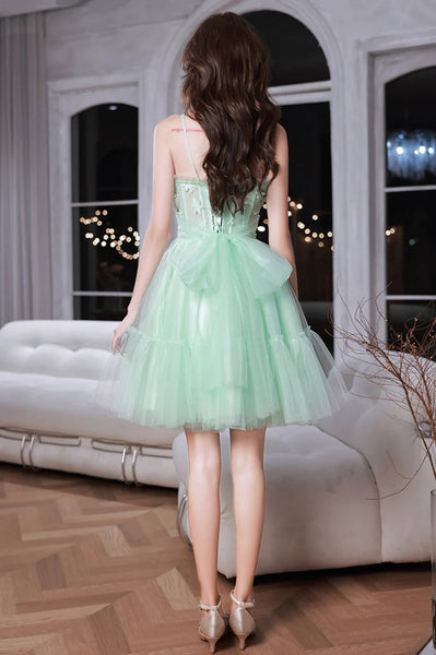 Green Lace Sweetheart Neck Short Prom Dresses, Green Lace Homecoming Dresses, Short Green Formal Evening Dresses WT1489