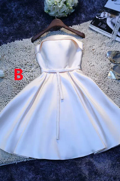 Light Champagne Off the Shoulder Prom Dresses, Strapless Champagne Homecoming Dresses, Champagne Formal Graduation Evening Dresses WT1243