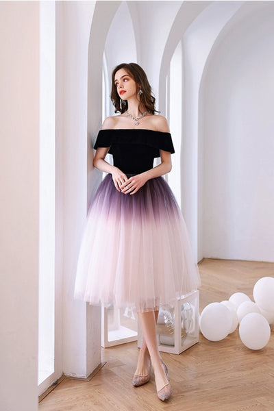 Ombre Off the Shoulder Short Prom Dresses, Ombre Homecoming Dresses, Short Off Shoulder Formal Evening Dresses WT1273