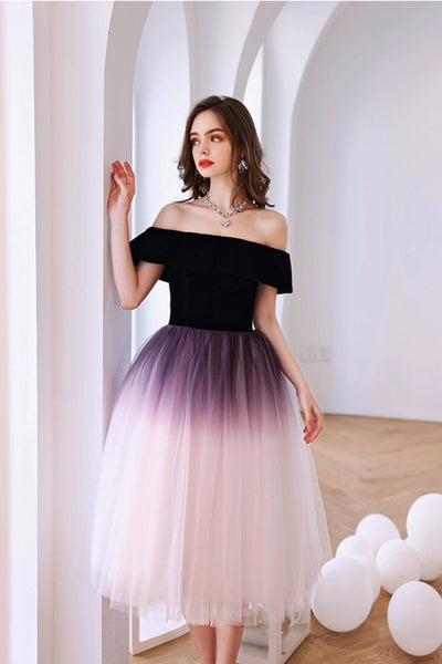 Ombre Off the Shoulder Short Prom Dresses, Ombre Homecoming Dresses, Short Off Shoulder Formal Evening Dresses WT1273