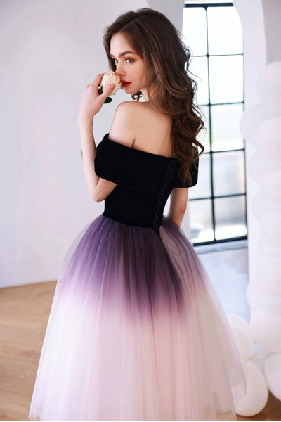 Ombre Off the Shoulder Short Prom Dresses, Ombre Homecoming Dresses, Short Off Shoulder Formal Evening Dresses WT1273