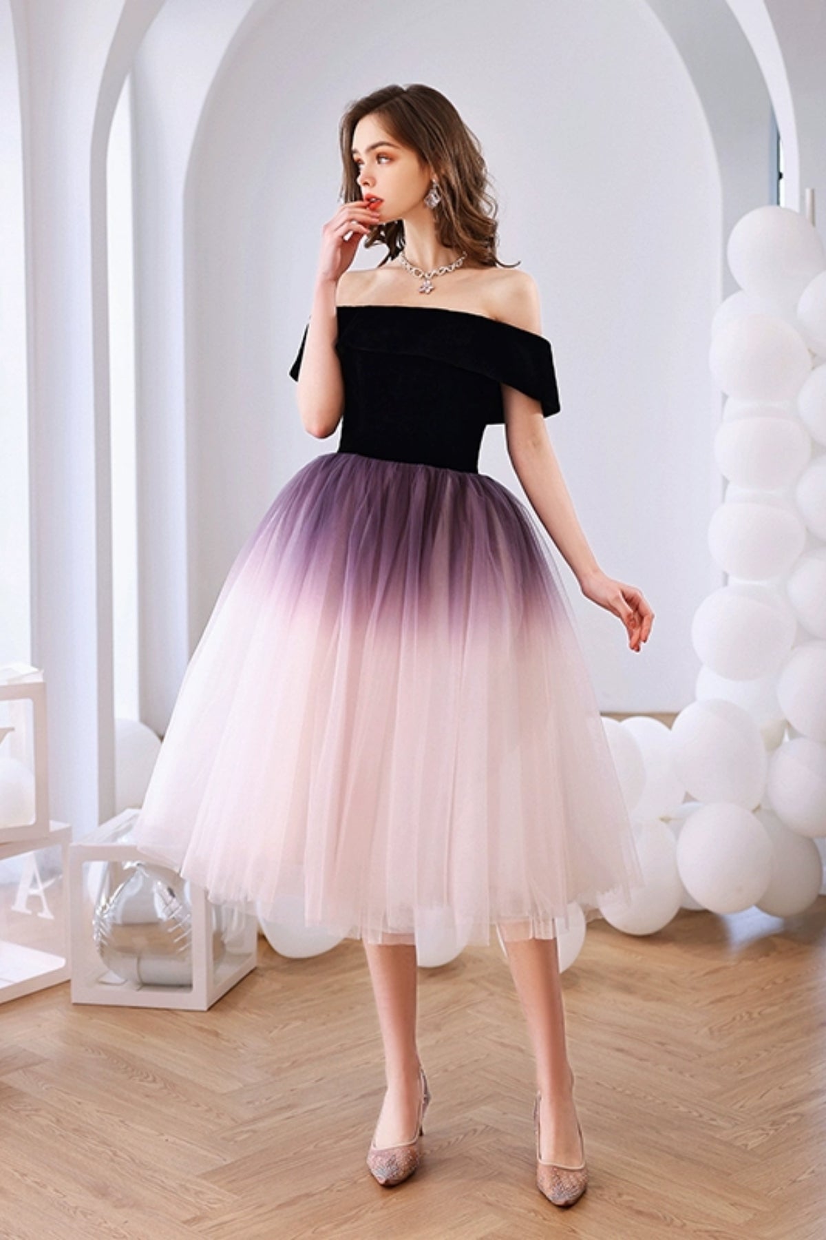 Ombre Off the Shoulder Short Prom Dresses, Ombre Homecoming Dresses, Short Off Shoulder Formal Evening Dresses WT1273