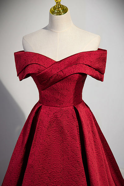 Red Off the Shoulder Prom Dresses Long, Off Shoulder Red Formal Graduation Evening Dresses WT1233