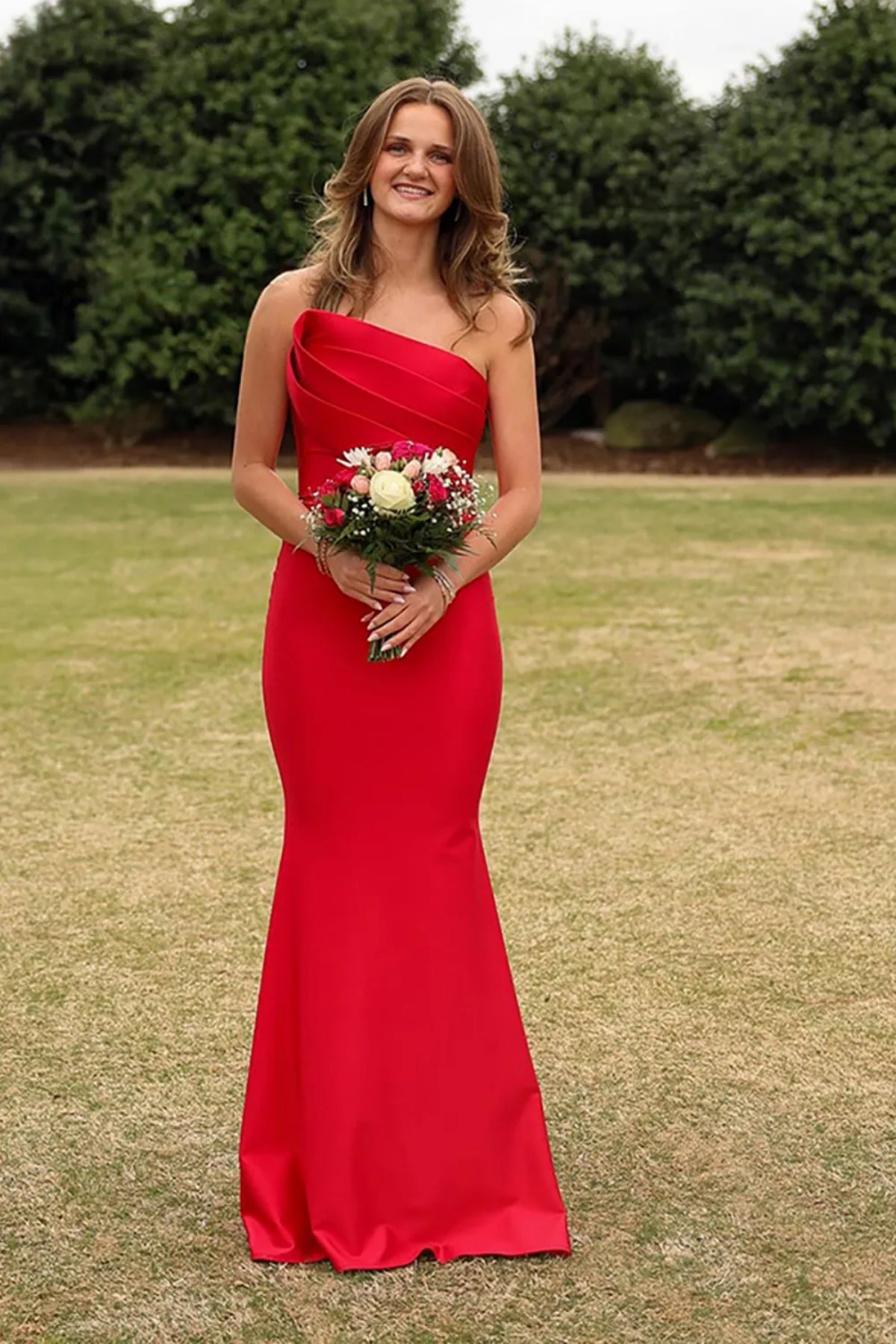 Red Satin Mermaid Long Prom Dresses, Mermaid Red Formal Dresses, Red Evening Dresses WT1693