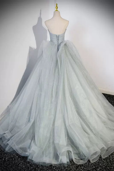 Strapless Tulle Long Prom Dresses, Long Tulle Formal Evening Dresses, Ball Gown WT1254