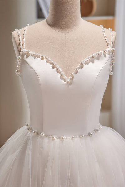White V Neck Open Back Beaded Short Prom Dresses, V Neck White Homecoming Dresses, Ivory Formal Graduation Evening Dresses WT1250