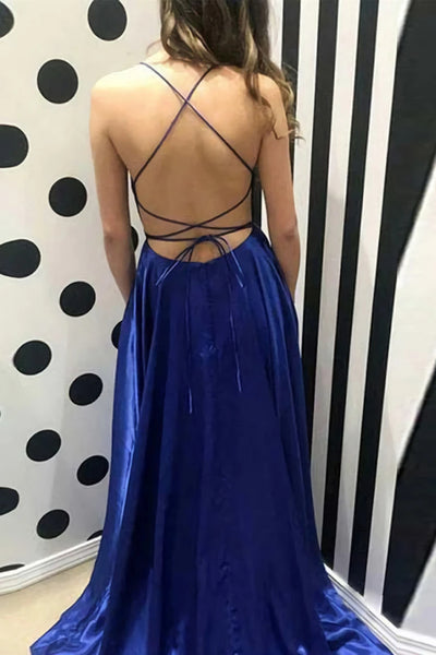 Backless Blue Burgundy Prom Dresses, Open Back Blue Wine Red Long Formal Evening Dresses