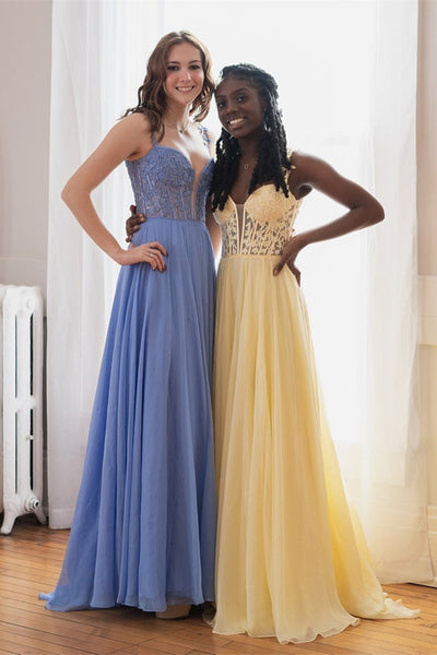 Blue Lace Elegant V Neck Off Shoulder Long Prom Dresses with Leg Slit, Blue Lace Formal Graduation Evening Dresses WT1108