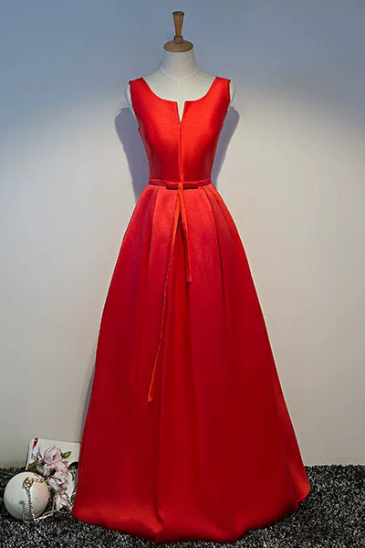 Emerald Green/Red Satin A Line Long Prom Dresses, Long Emerald Green/Red Formal Graduation Evening Dresses WT1203
