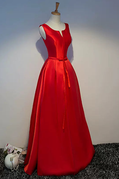 Emerald Green/Red Satin A Line Long Prom Dresses, Long Emerald Green/Red Formal Graduation Evening Dresses WT1203