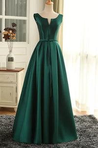 Emerald Green/Red Satin A Line Long Prom Dresses, Long Emerald Green/Red Formal Graduation Evening Dresses WT1203