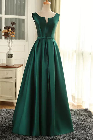 Emerald Green/Red Satin A Line Long Prom Dresses, Long Emerald Green/Red Formal Graduation Evening Dresses WT1203