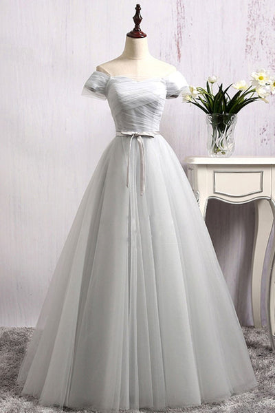 Off Shoulder Burgundy/Gray Tulle Long Prom Dresses, Long Burgundy/Gray Formal Evening Dresses