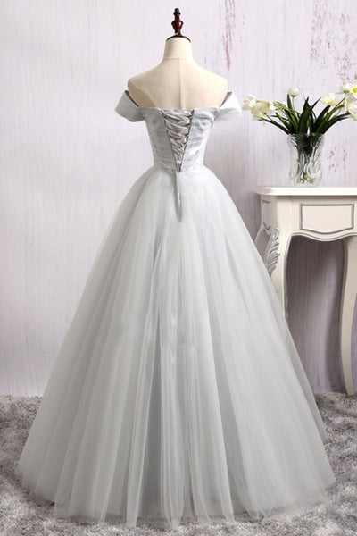 Off Shoulder Burgundy/Gray Tulle Long Prom Dresses, Long Burgundy/Gray Formal Evening Dresses