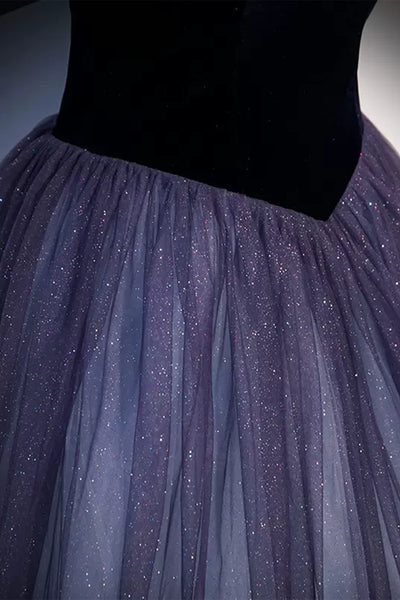 Ombre Shiny Off Shoulder Tulle Long Prom Dresses, Off the Shoulder Formal Dresses, Ombre Evening Dresses WT1183