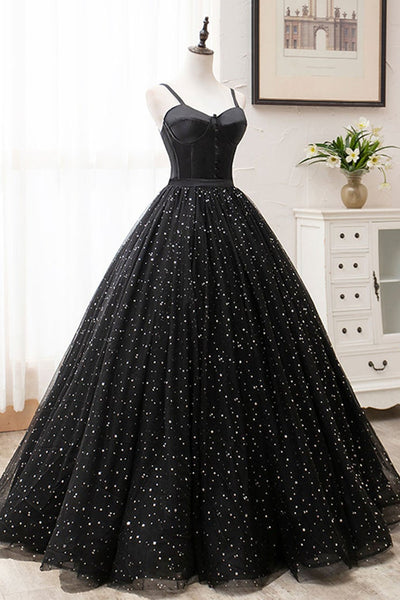 Shiny Sequins Sweetheart Neck Black Long Prom Dresses, Open Back Black Formal Dresses, Black Evening Dresses