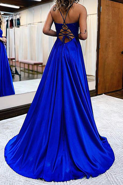 V Neck Blue Green Lace Prom Dresses, Blue Green Lace Formal Graduation Dresses