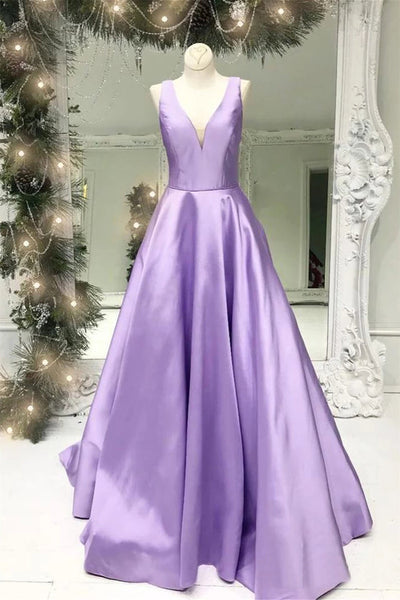 V Neck Red/Blue/Yellow/Burgundy/Purple Long Prom Dresses with Pocket, Long Red/Blue/Yellow/Burgundy/Purple Formal Graduation Evening Dresses WT1042
