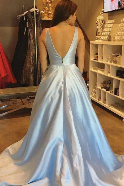V Neck Red Blue Yellow Burgundy Purple Long Prom Dresses with Pocket, Long Red Blue Yellow Burgundy Purple Formal Graduation Evening Dresses WT1042