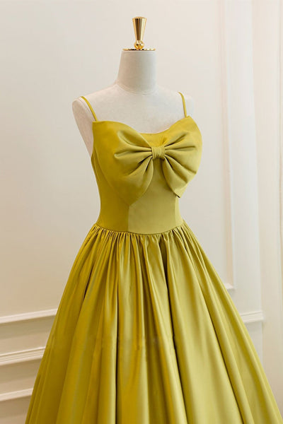 Yellow Satin Open Back Short Prom Homecoming Dresses, Open Back Yellow Formal Graduation Evening Dresses